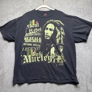 Bob Marley Black T-Shirt XL Zion Rootswear 2008 Reggae Graphic Music Legend‎